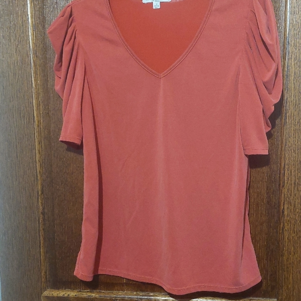 Women's Rust V-Neck Top - Picture 2 of 7